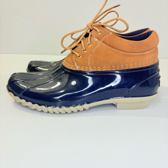 Tommy Hilfiger Navy and Tan Winter Duck Rain Boots Sz7 Classic Timeless Preppy - Picture 3 of 13
